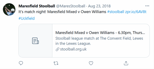 Example tweet about match night