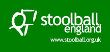 Stoolball England white logo with website address